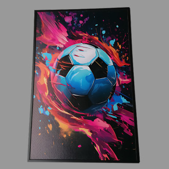 Obraz na plátně v rámu - Fotbalový míč černá