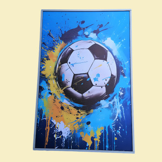 Obraz na plátně v rámu - Fotbalový míč modrá