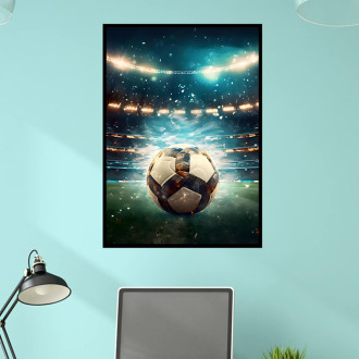 Obraz na plátně v rámu - Fotbalový míč v aréně