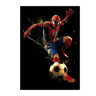 Obraz na plátně v rámu - Spiderman fotbalista