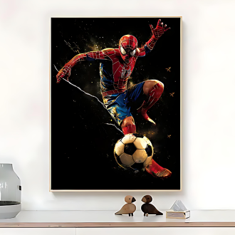 Obraz na plátně v rámu - Spiderman fotbalista